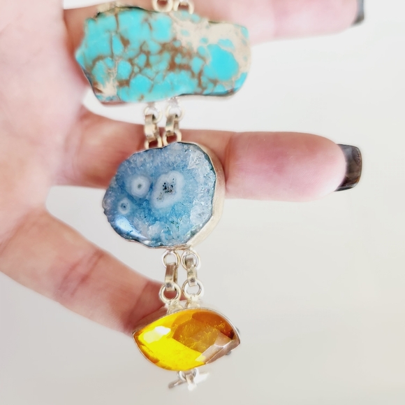 Variscite Quartz and Topaz bracelet - Picture 4 of 6